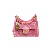 Chanel 23B Pink Velvet Small Hobo Bag - Jiaxyk